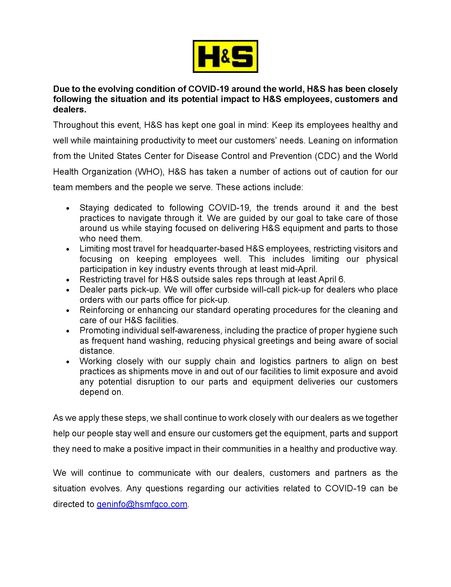 Dealers H&S Manufacturing Company, Inc.